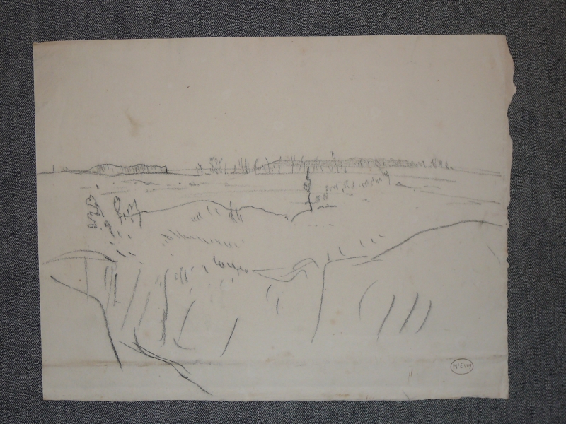 Battle scarred landscape, Conté crayon. DRA/402